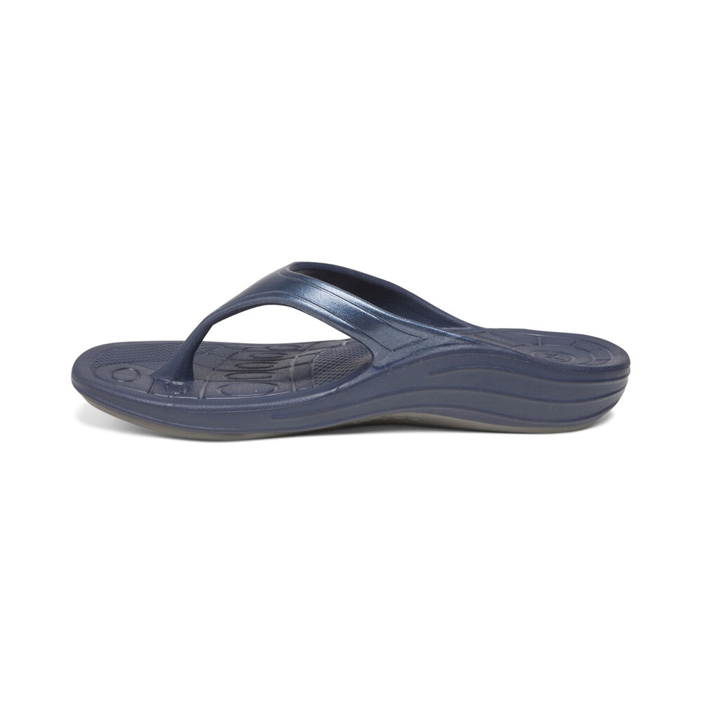 Aetrex Women's Fiji Orthotic Flip Flops - Navy | USA HM48UG9